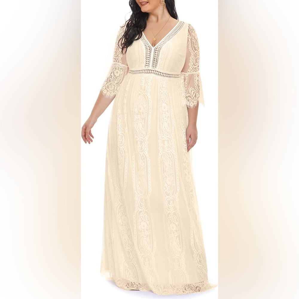 Chic Cream Lace Maxi Dress